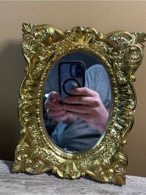 MCM Mirrors/ 1 small Mirrors in Gold and Red Resin Frame/Pair of Gallery Mirrors